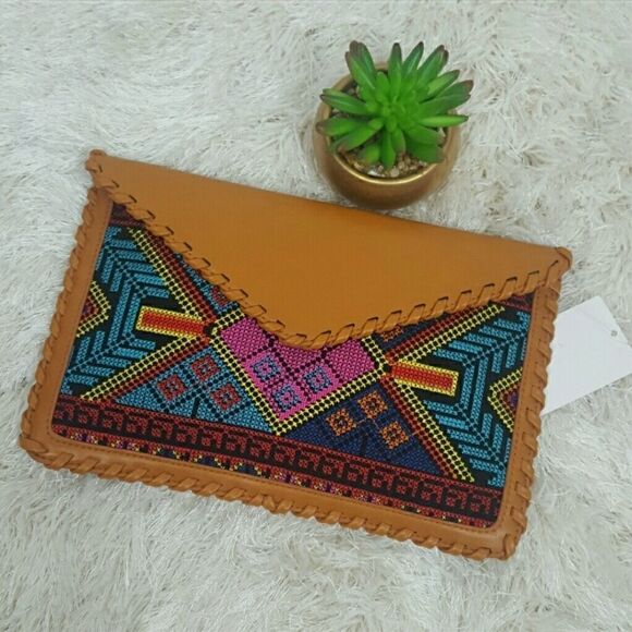 Crossbody Shoulder Bag Clutch Embroidered Boho Multicolor Western Art To Wear - Picture 4 of 6